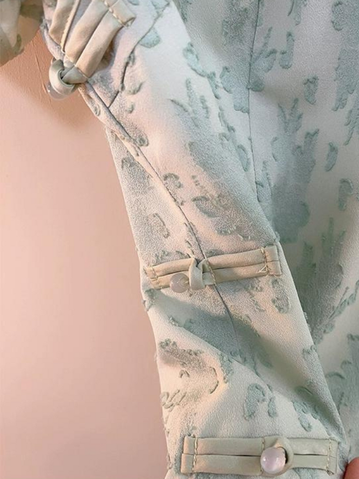 Zhi Lian 之恋 Летнее романтическое Ципао больших размеров с цветочным принтом и короткими рукавами