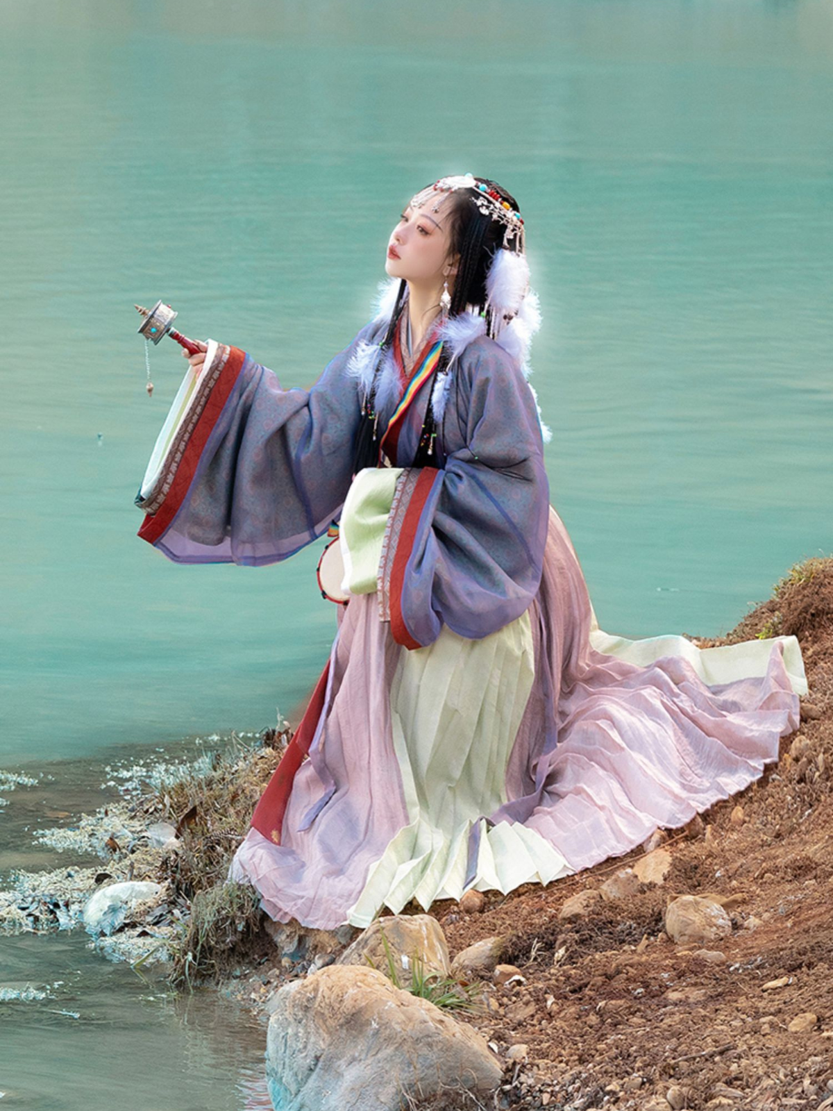 Cai Ju 采菊 Cueillette de chrysanthèmes Ensemble Ruqun unisexe de la dynastie Jin