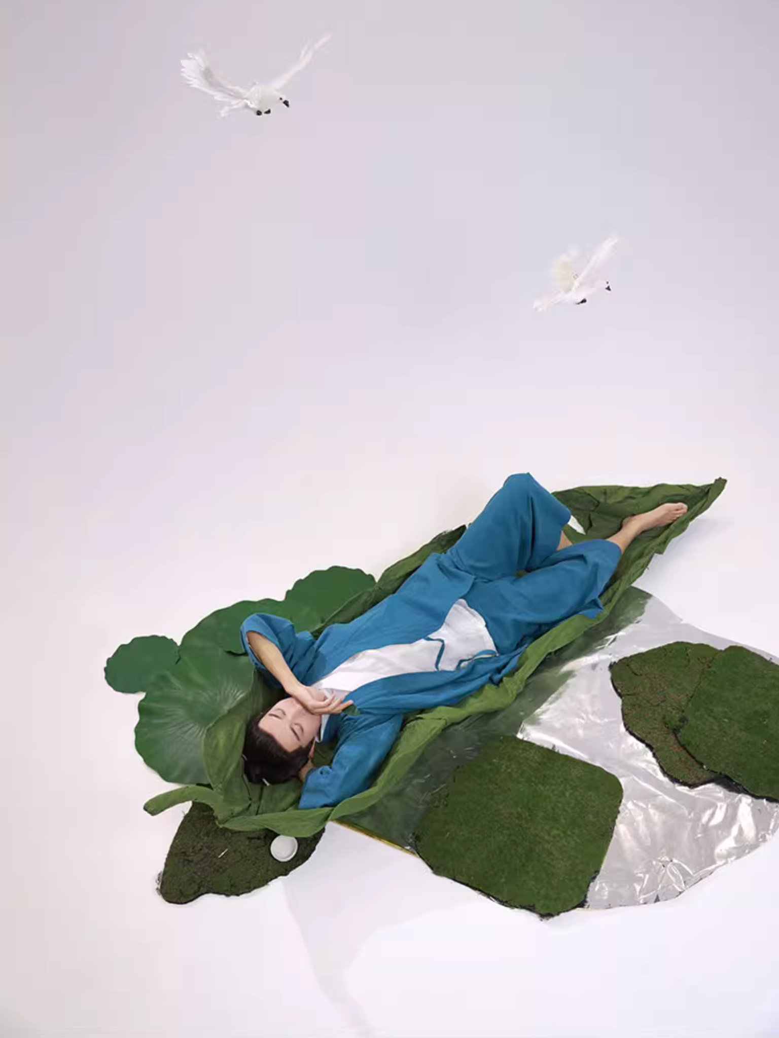 Dian Lan 靛蓝 Индиго Модернизированный комплект унисекс «Династия Сун» Ramie Plant Jiaoling Shan и брюки