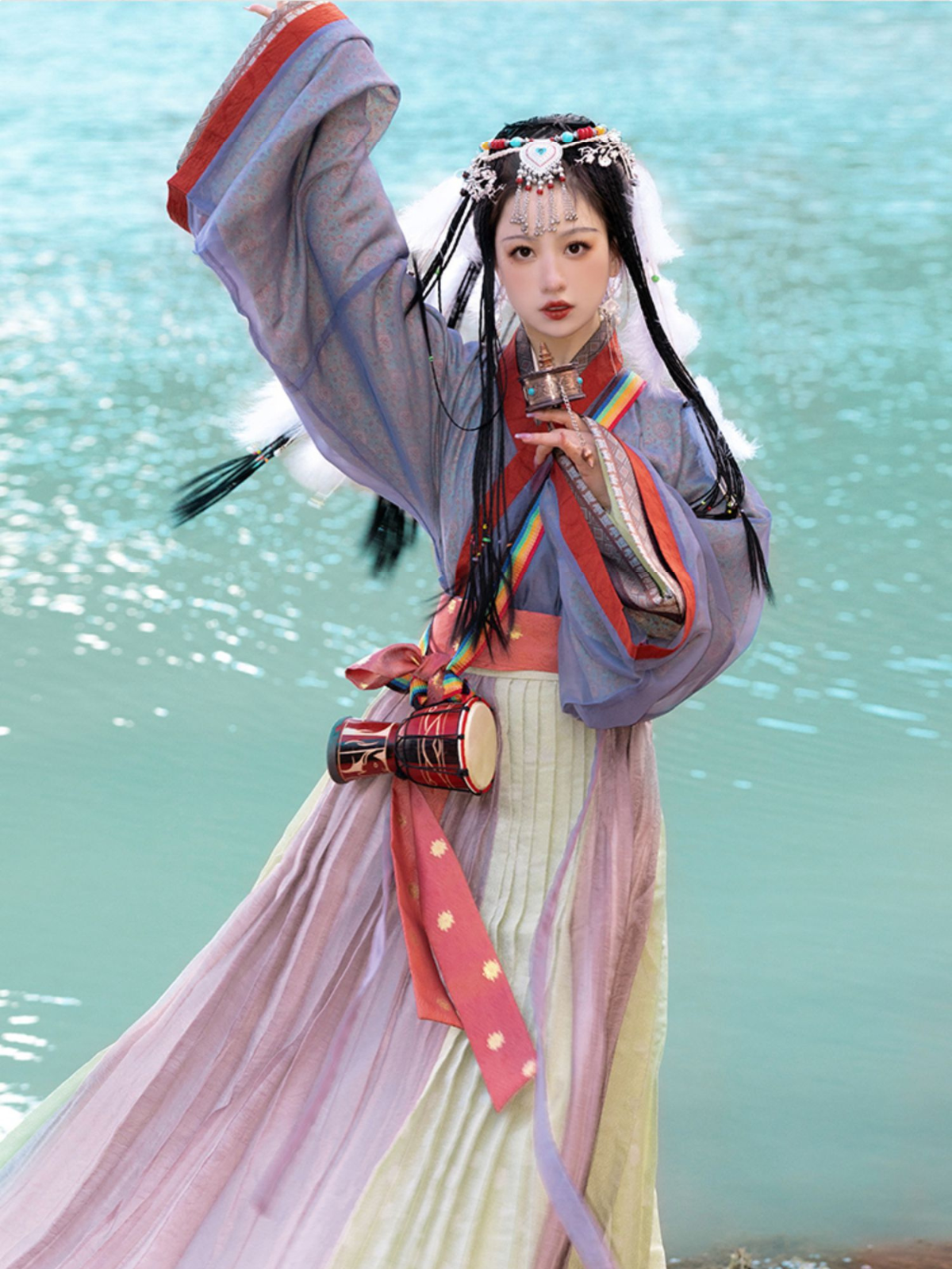 Cai Ju 采菊 Cueillette de chrysanthèmes Ensemble Ruqun unisexe de la dynastie Jin