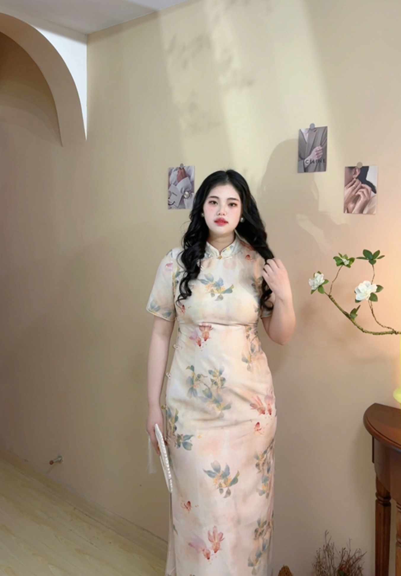 Hong Jinli 红锦鲤 Red Koi Vintage Inspired Plus Size Short Sleeve Qipao