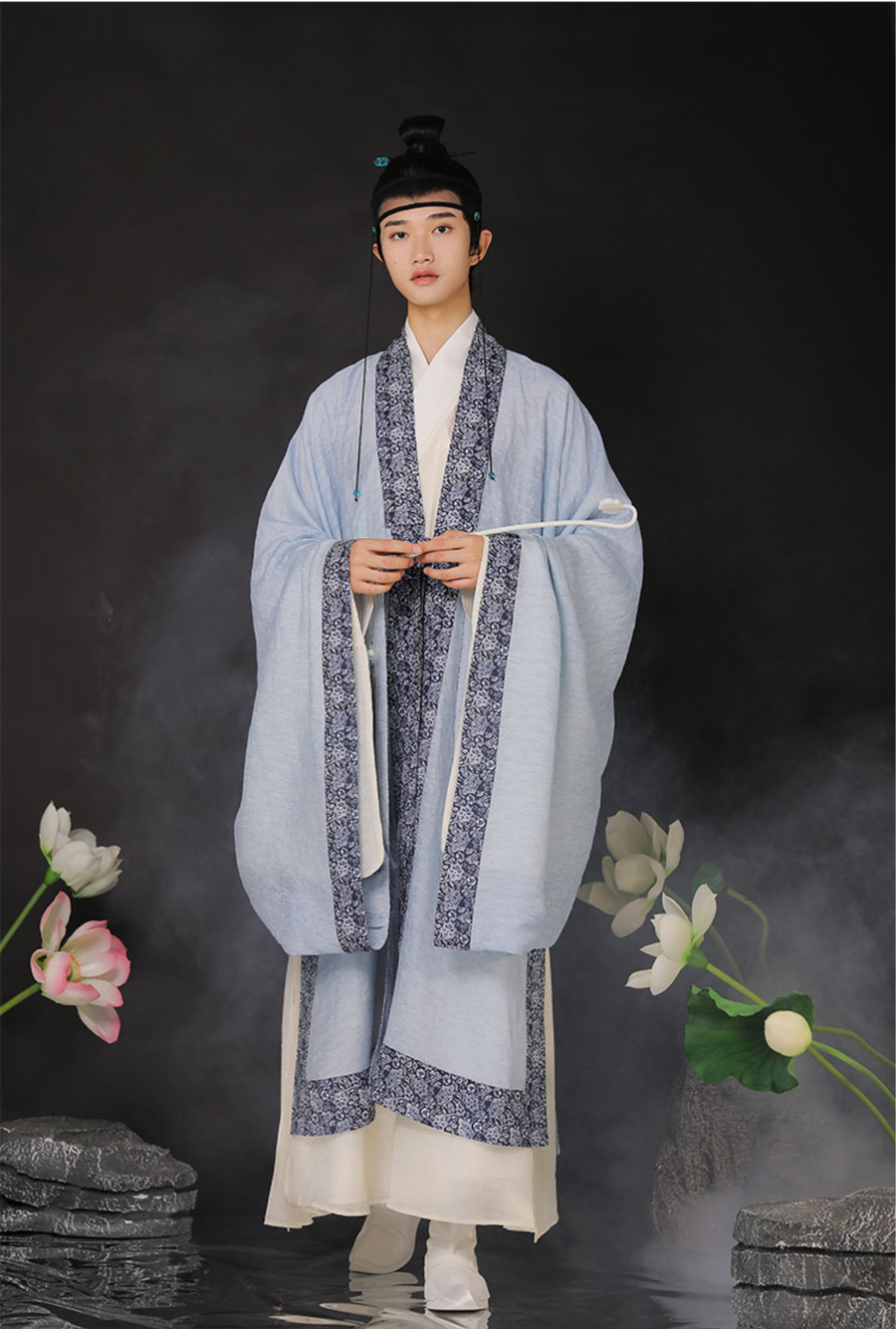 Cui Wei 翠微 Blue Mountain Ming Dynasty Мужская летняя льняная куртка Дачан