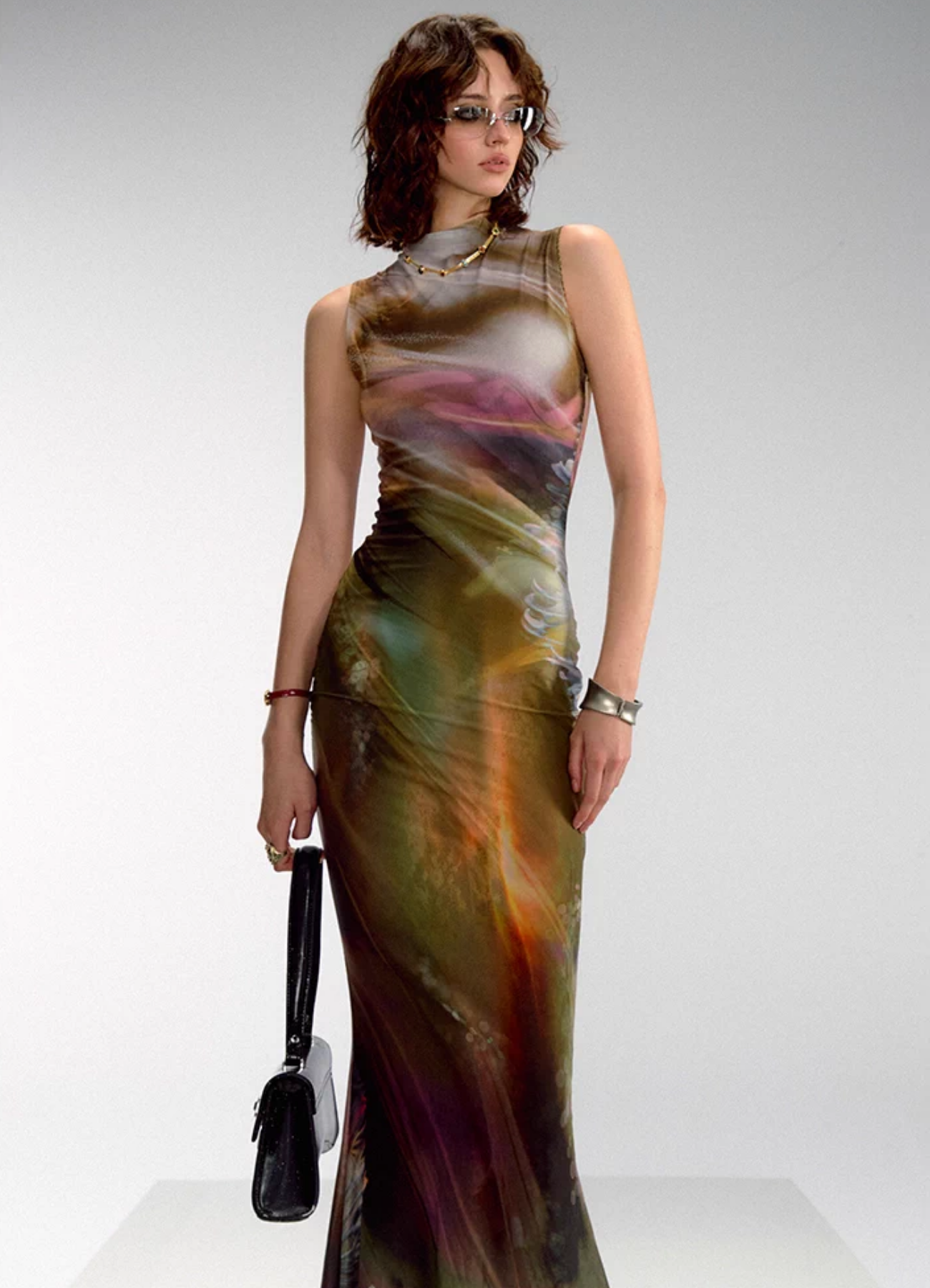 Yu Meiren 虞美人 Madame Poppy New Chinese Style Golden Watercolor Sleeveless Qipao