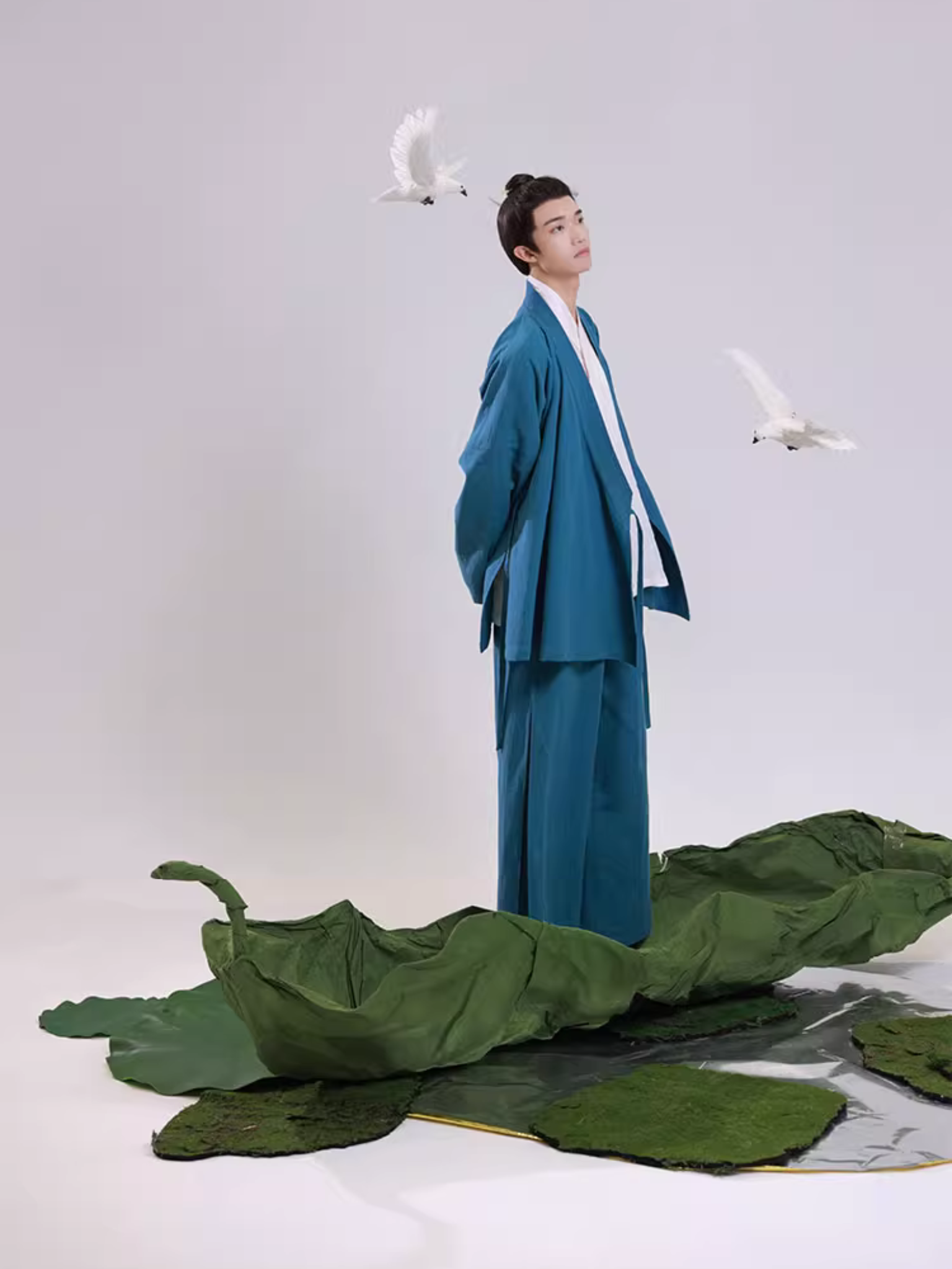 Dian Lan 靛蓝 Индиго Модернизированный комплект унисекс «Династия Сун» Ramie Plant Jiaoling Shan и брюки