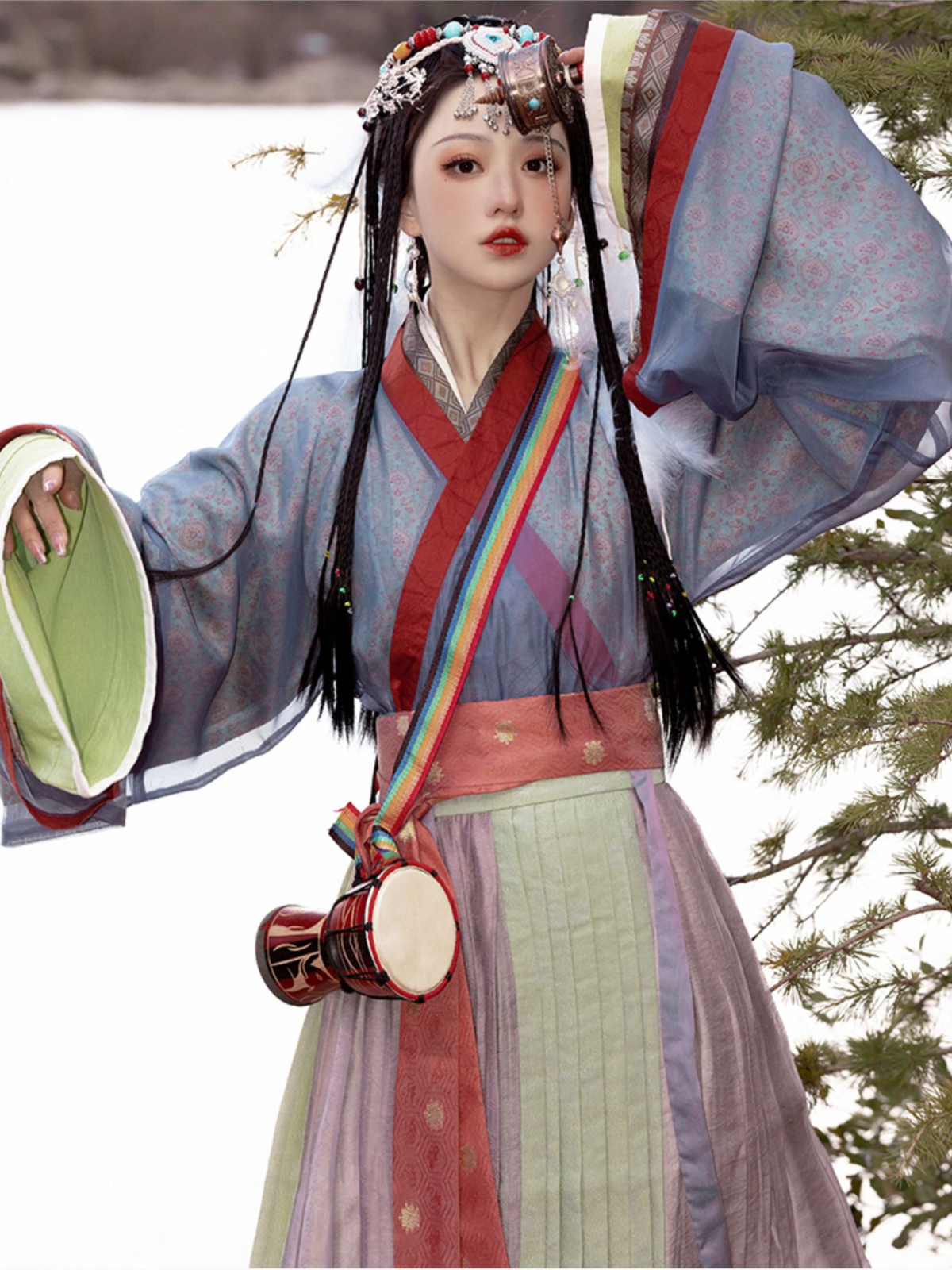 Cai Ju 采菊 Cueillette de chrysanthèmes Ensemble Ruqun unisexe de la dynastie Jin