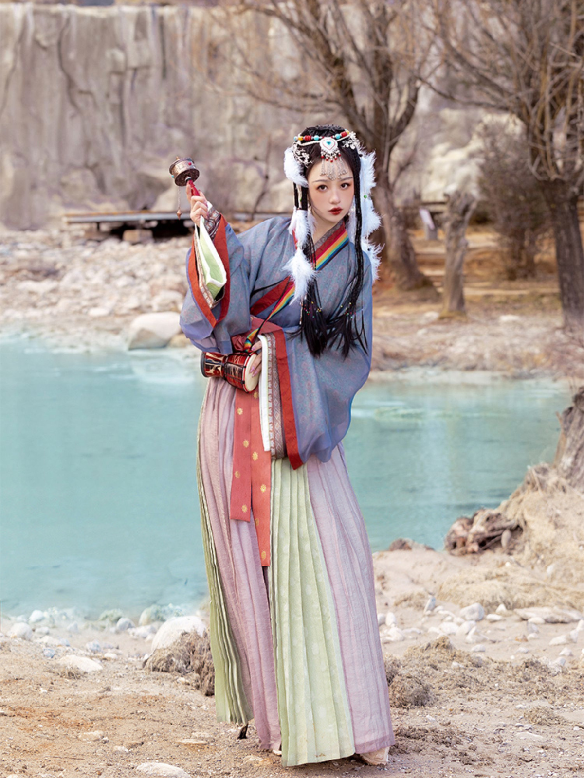 Cai Ju 采菊 Cueillette de chrysanthèmes Ensemble Ruqun unisexe de la dynastie Jin