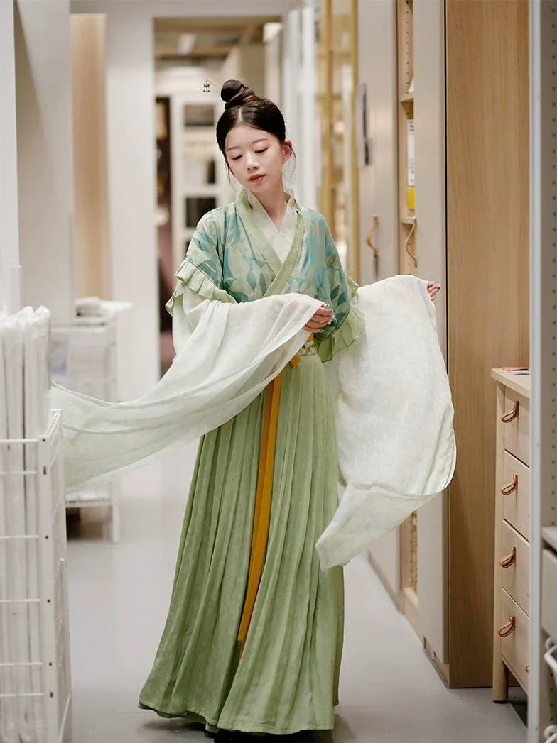 Shui Cai 水彩 Ensemble Ruqun de la dynastie du Nord et du Sud modernisé à l'aquarelle