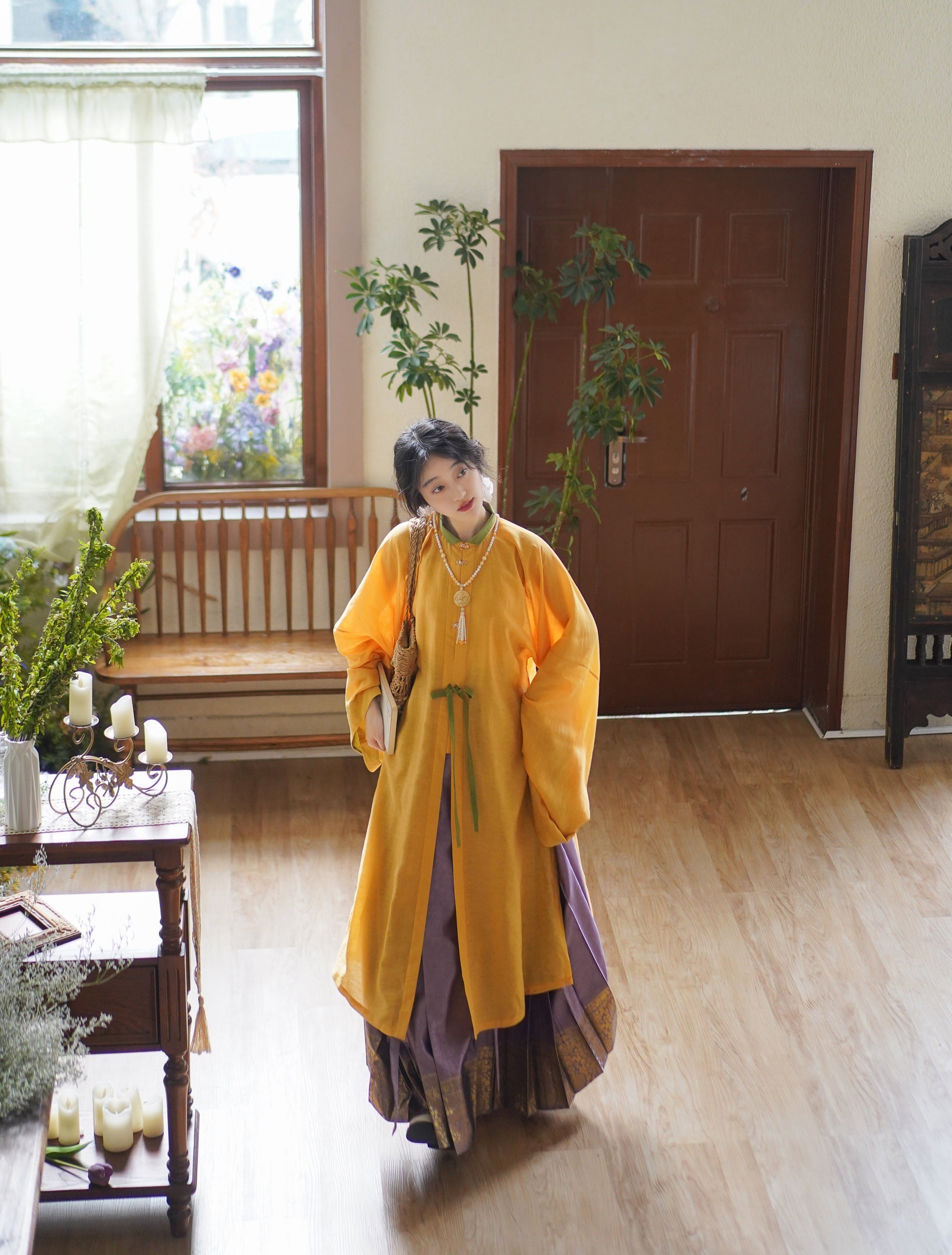 Lan Yè 阑夜 Nightshade Ming Dynasty Liling Duijin Changshan Летний топ с воротником-стойкой