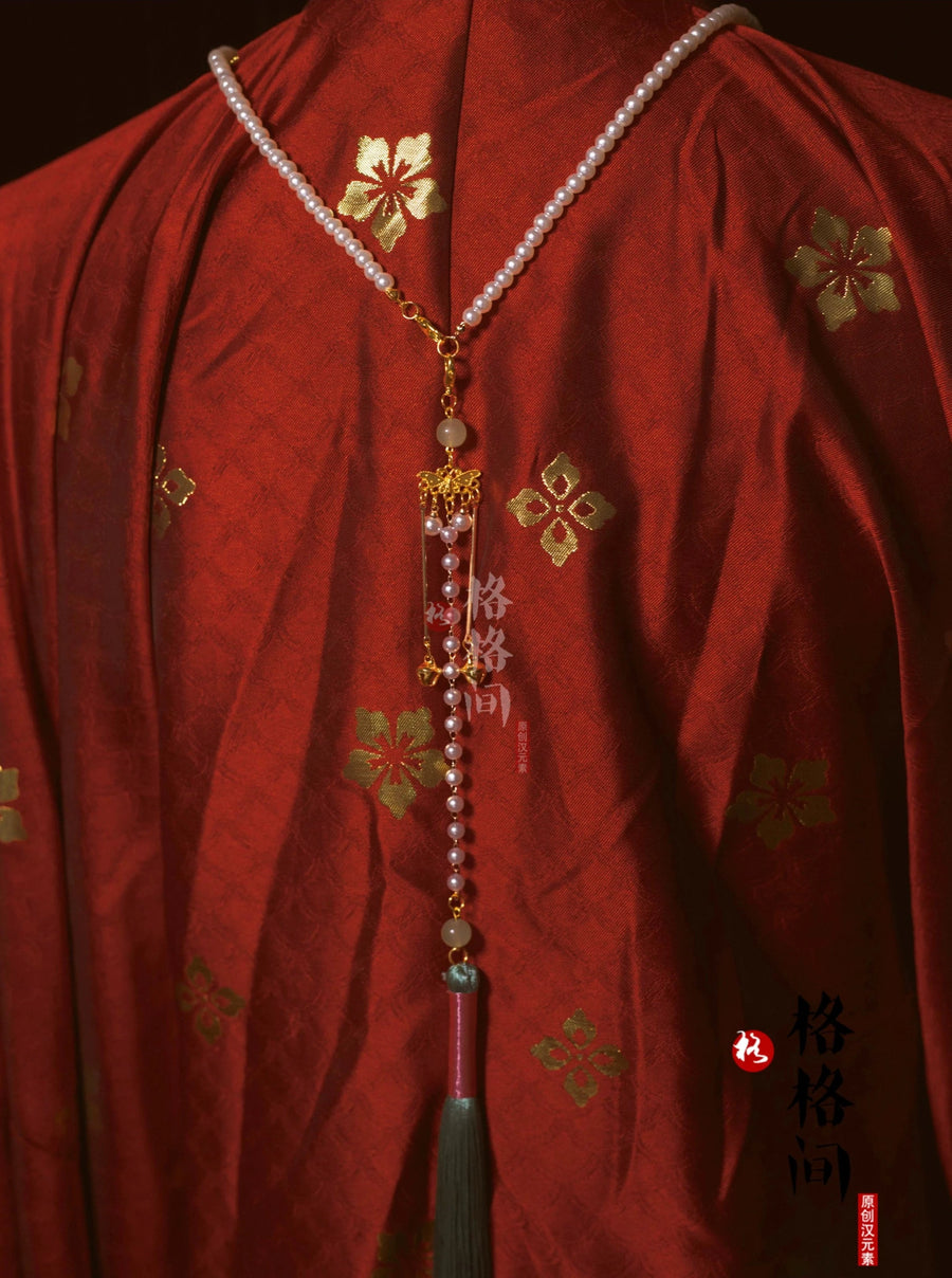 Юлин Суо 玉铃锁 Медальон с нефритовым колокольчиком, ожерелье с облаком на спине в стиле поздней династии Мин