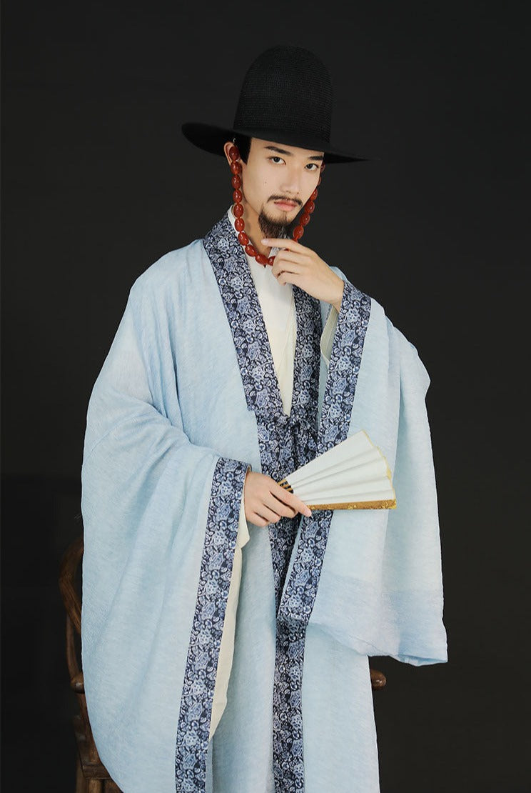 Cui Wei 翠微 Blue Mountain Ming Dynasty Мужская летняя льняная куртка Дачан
