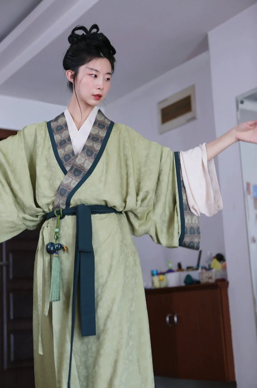 Tu Hong 土红 Терракотовый комплект унисекс в модернизированном прямом халате Zhiju