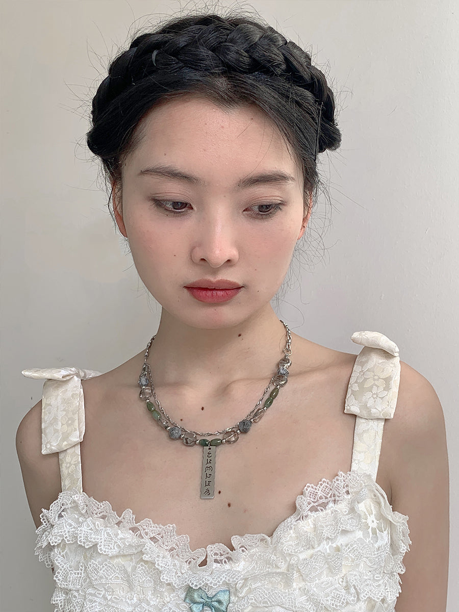Jiu Xiao 九霄 Collier avec étiquette runique de style chinois Nine Heavens