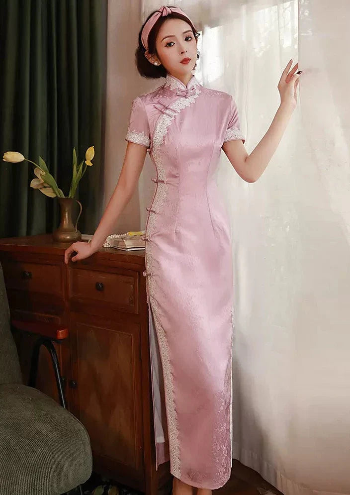 Robe Qipao tachetée Pink Dream 粉梦