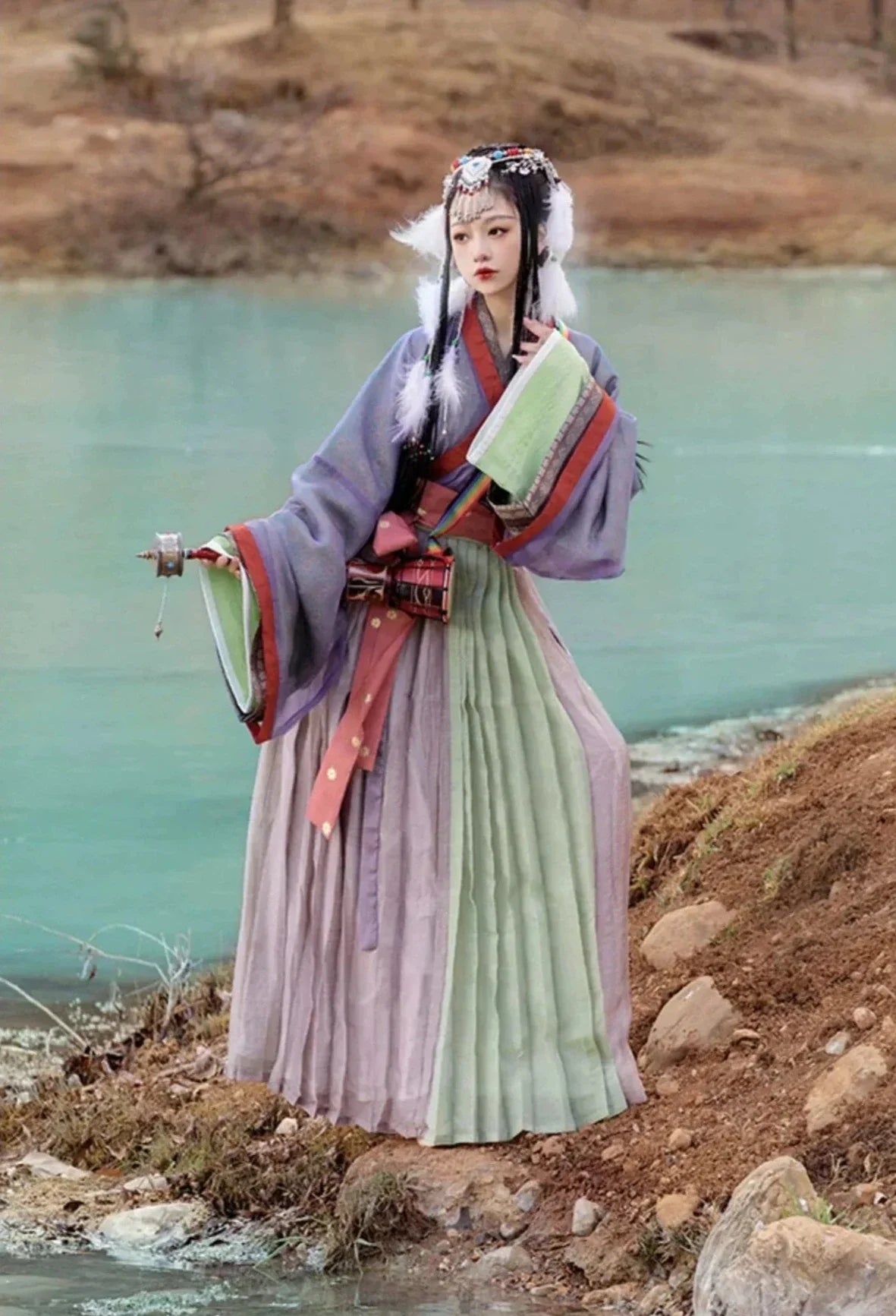 Cai Ju 采菊 Cueillette de chrysanthèmes Ensemble Ruqun unisexe de la dynastie Jin