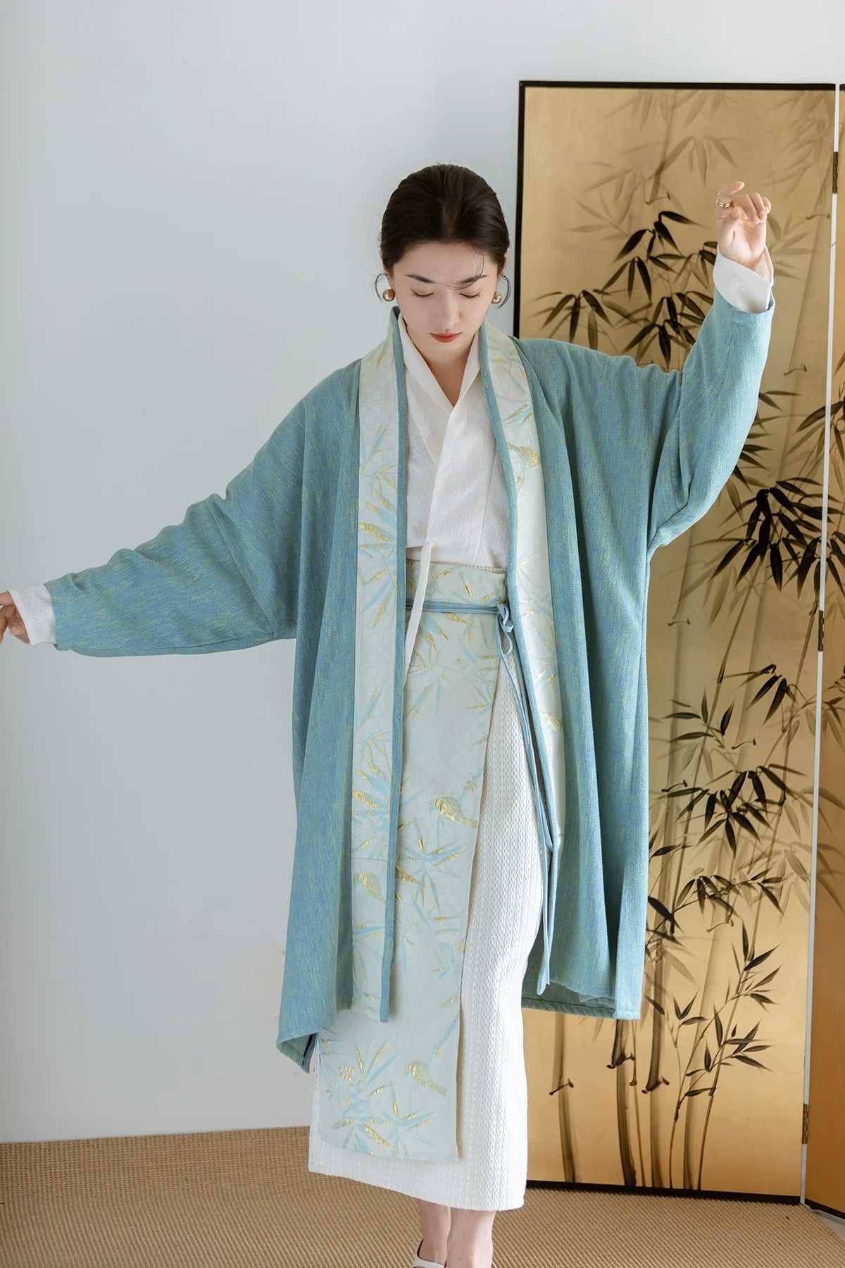 Azure 天蓝 Ensemble modernisé de la dynastie Song Beizi Lianpianqun Ruqun