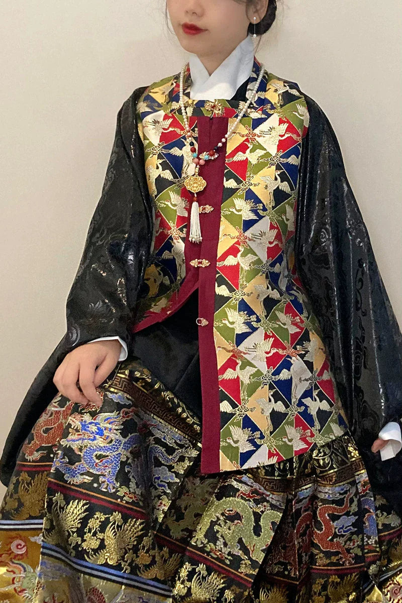 Shui Tan 水田 Paddy Fields Late Ming Fangling Gilet Bijia à col carré