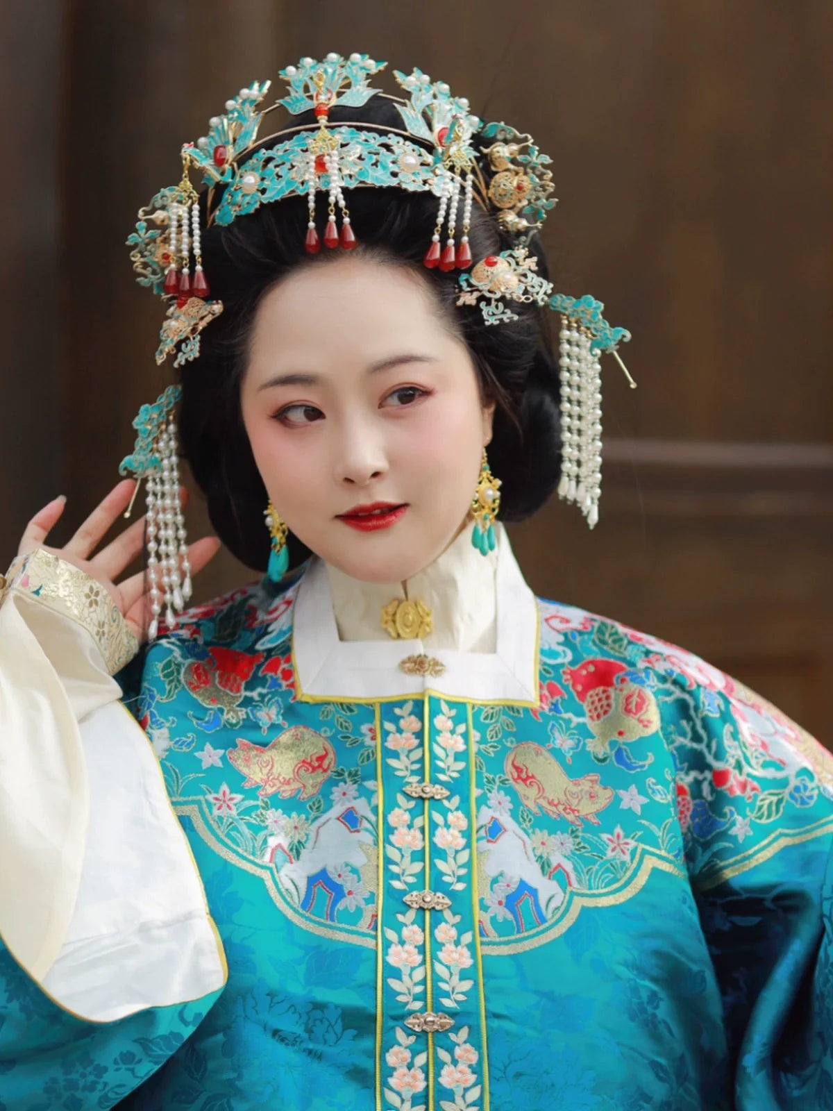 Набор заколок для волос Frost 霜 Ming Dynasty с бирюзой и фениксом