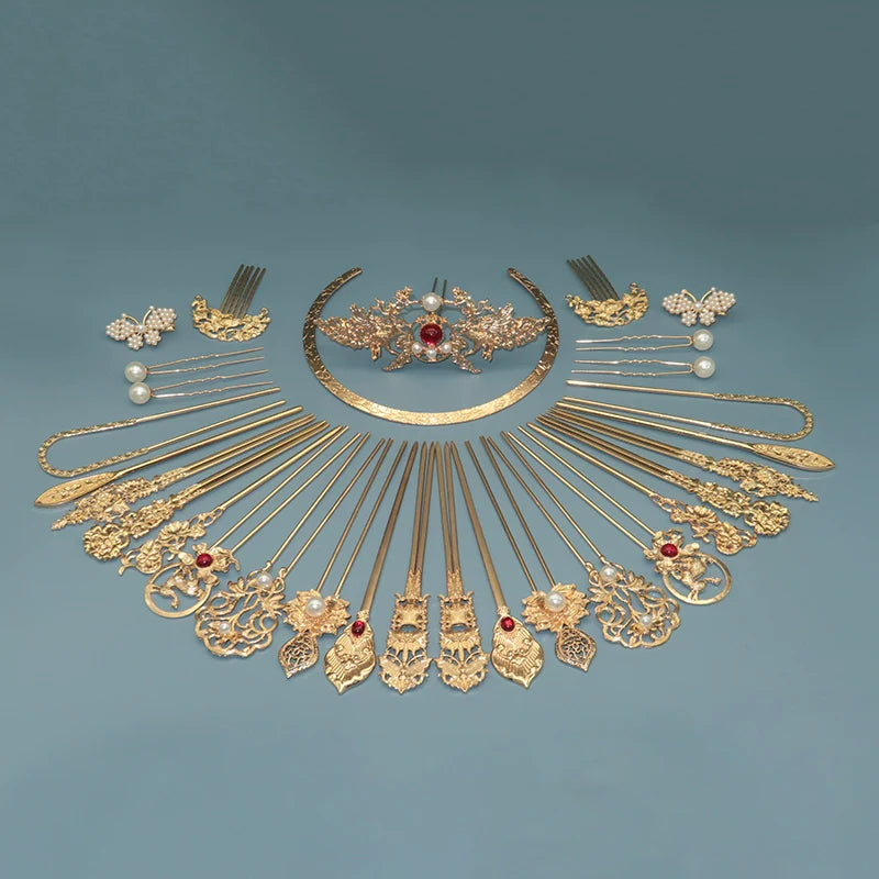 Tang Feng 唐风 Золотой век династии Тан, набор заколок для волос из 30 предметов