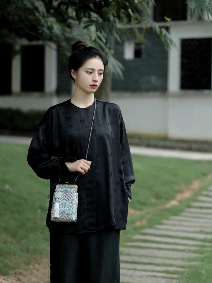 Yu Hai 玉海 Porte-monnaie en brocart de mer de jade