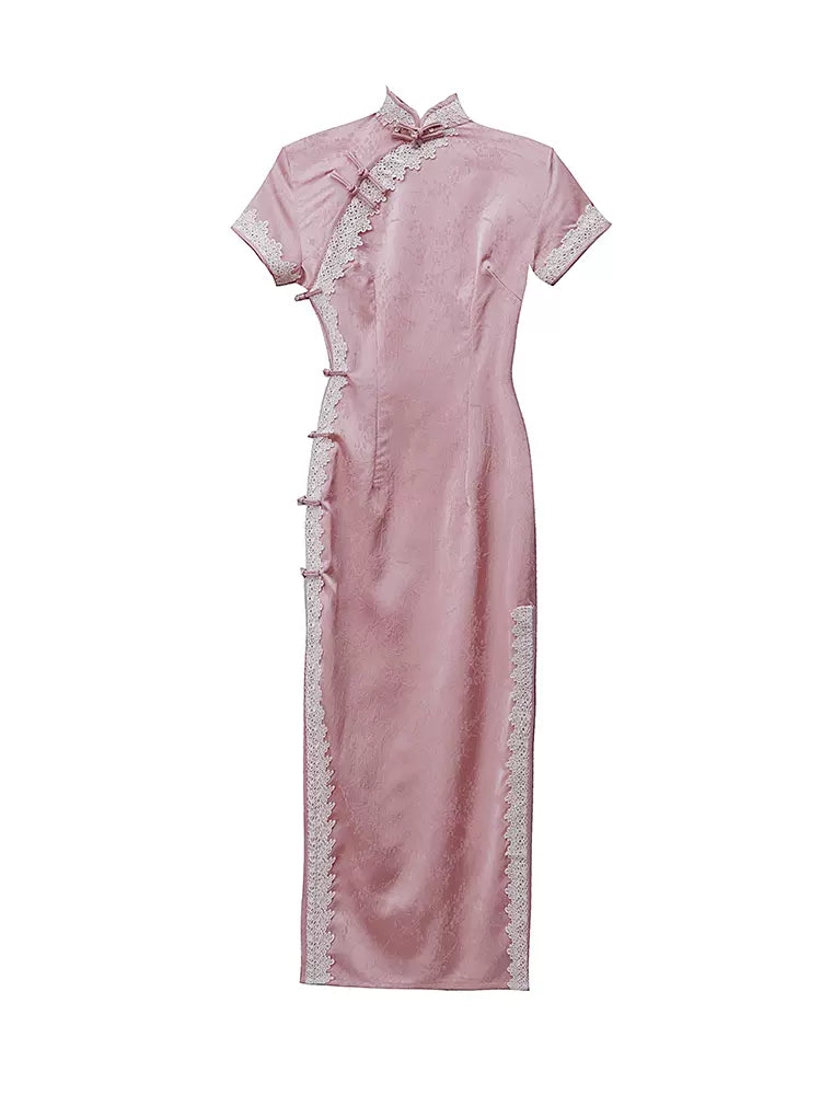 Robe Qipao tachetée Pink Dream 粉梦