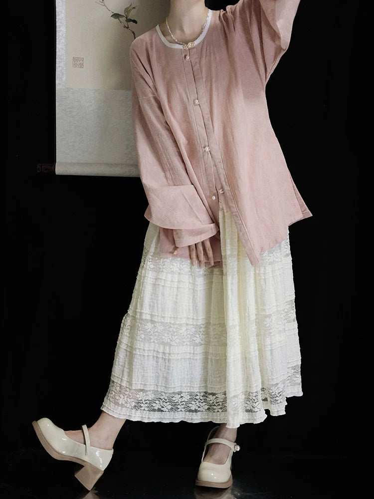 Rice Grain 米豆 Hanyuansu Cotton Lace Skirt