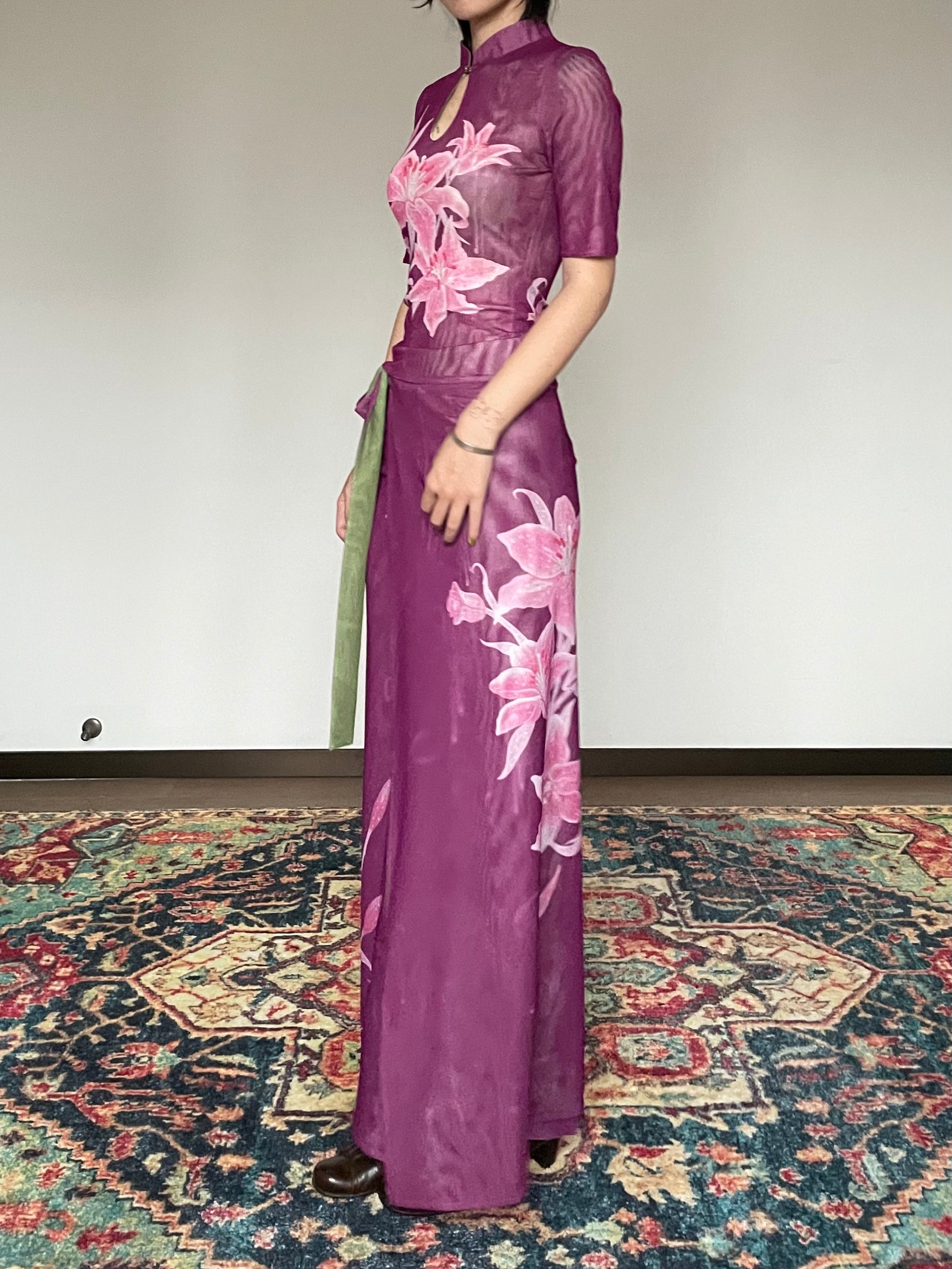 Shi Weiba 湿尾巴 Wet Tail New Chinese Style Double Sided Lily Flower Wrap Skirt