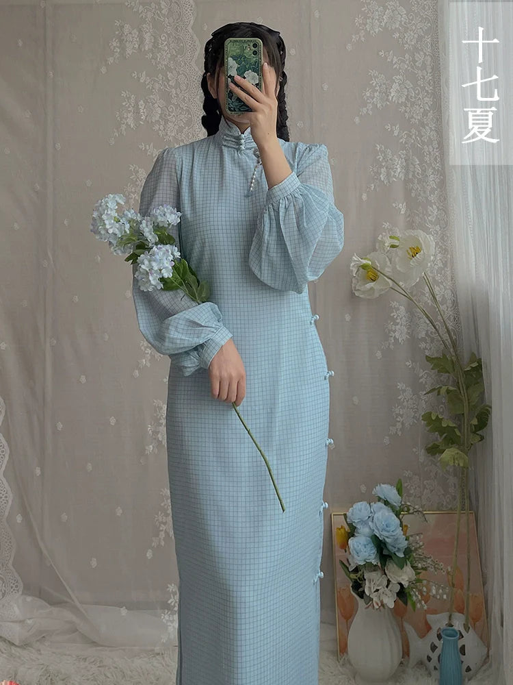 Shu Ci 书辞 Ципао с рукавом-фонариком на каждый день, мазок кистью, 1930-е годы