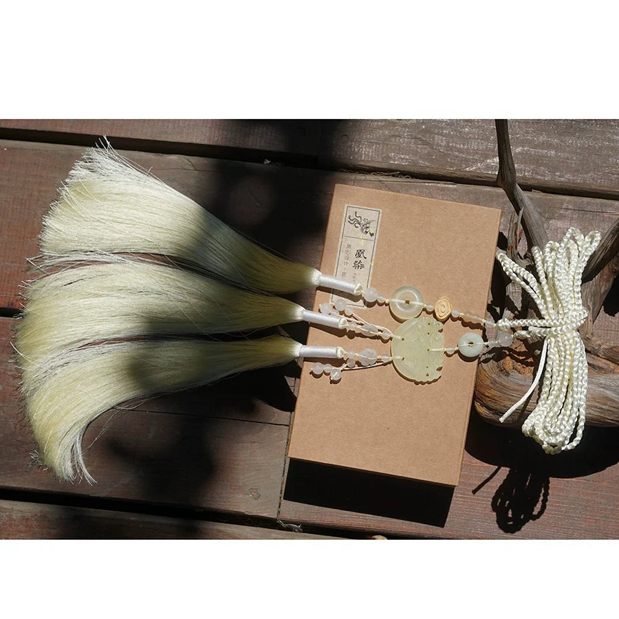 Yulou 玉楼 Нефритовый пояс с кисточками унисекс, нефритовый аксессуар Hanfu