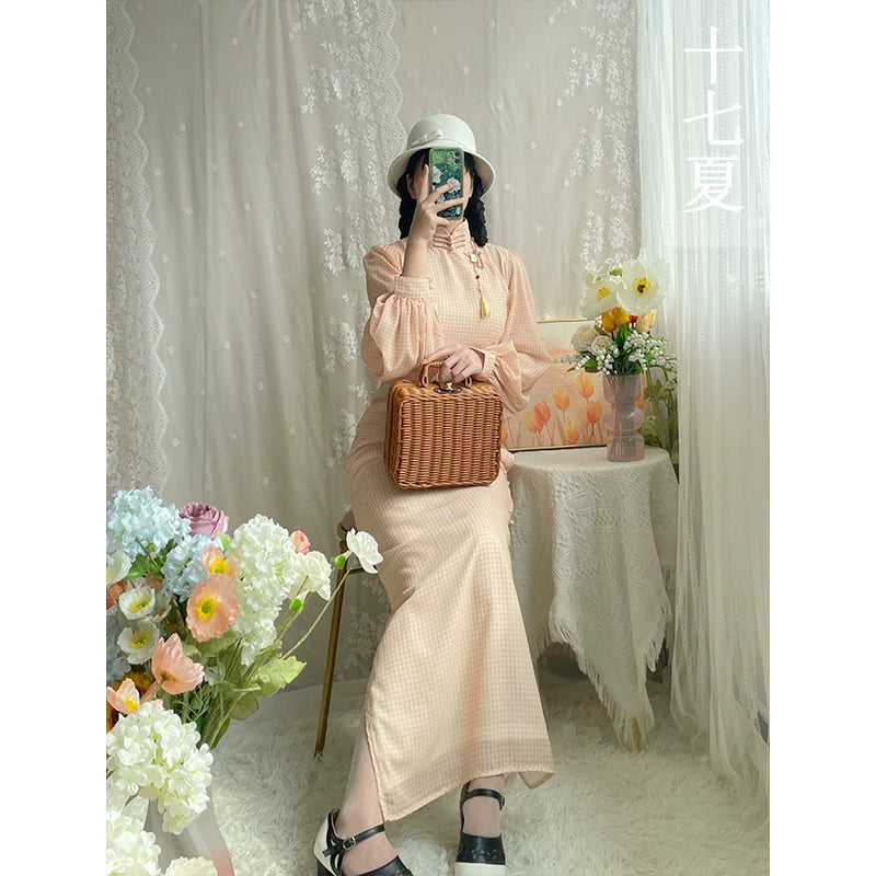 Shu Ci 书辞 Ципао с рукавом-фонариком на каждый день, мазок кистью, 1930-е годы