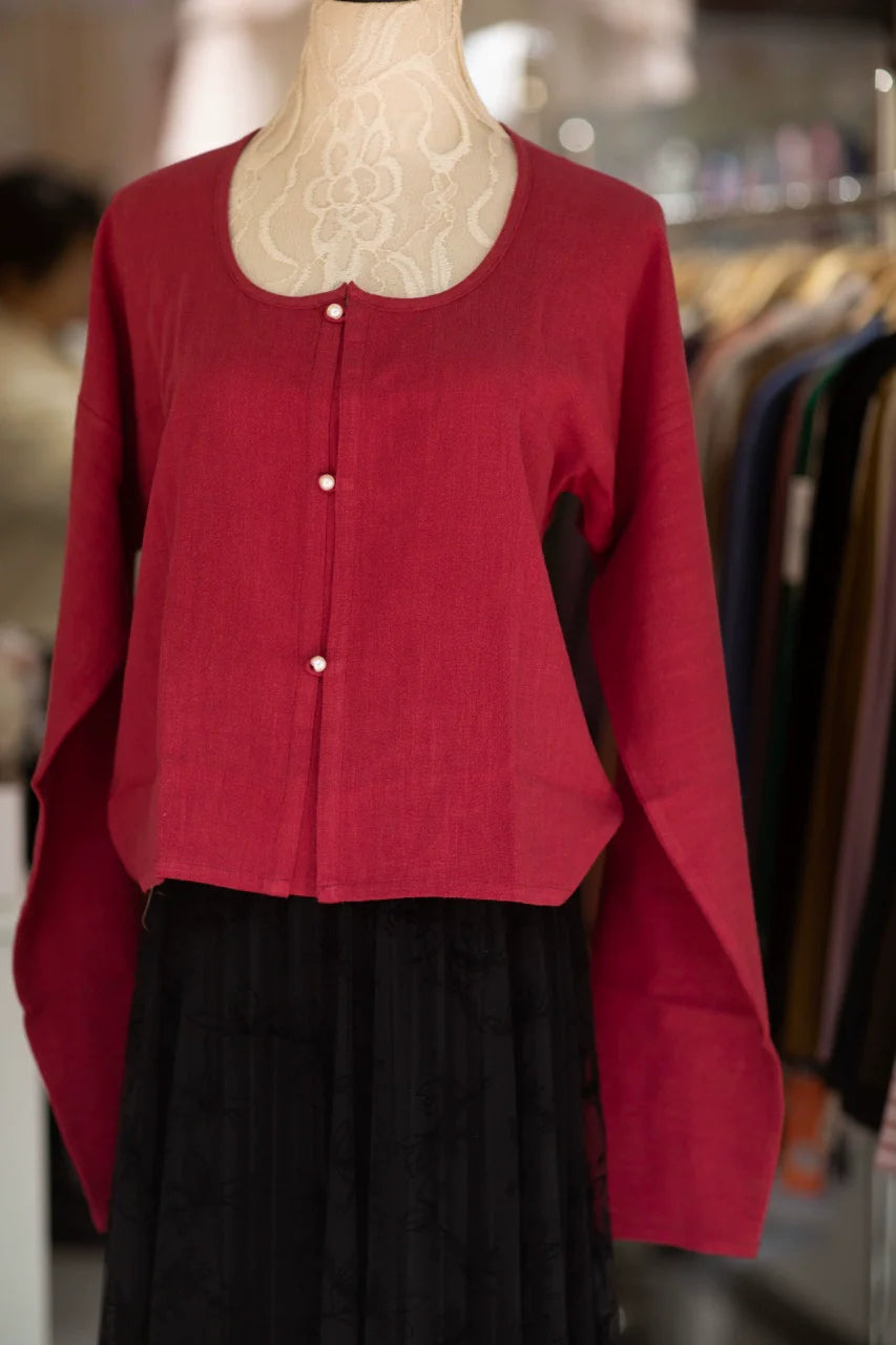 Tao Xin 桃心 Peach Heart Tang Dynasty Daily Peach Collar Tanling Shirt