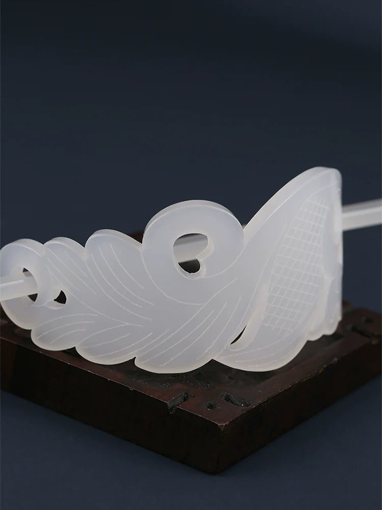 Bai Yu 白玉 Белый нефритовый набор с имитацией короны и палочек для волос унисекс династии Хань