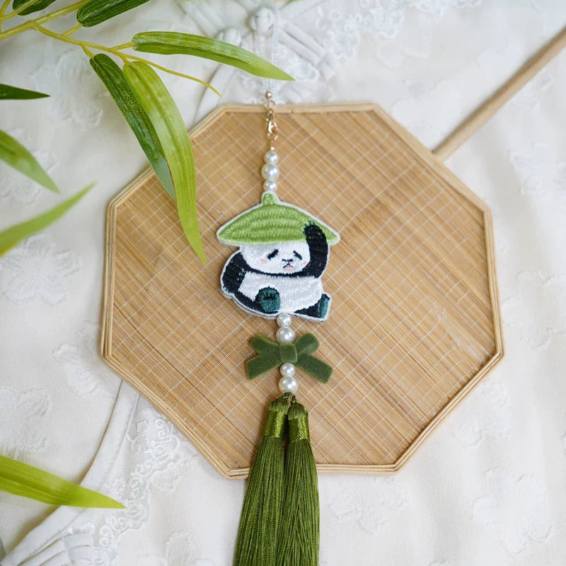 Xiong Mao 熊猫 Lazy Panda Double Sided Embroidered Charm