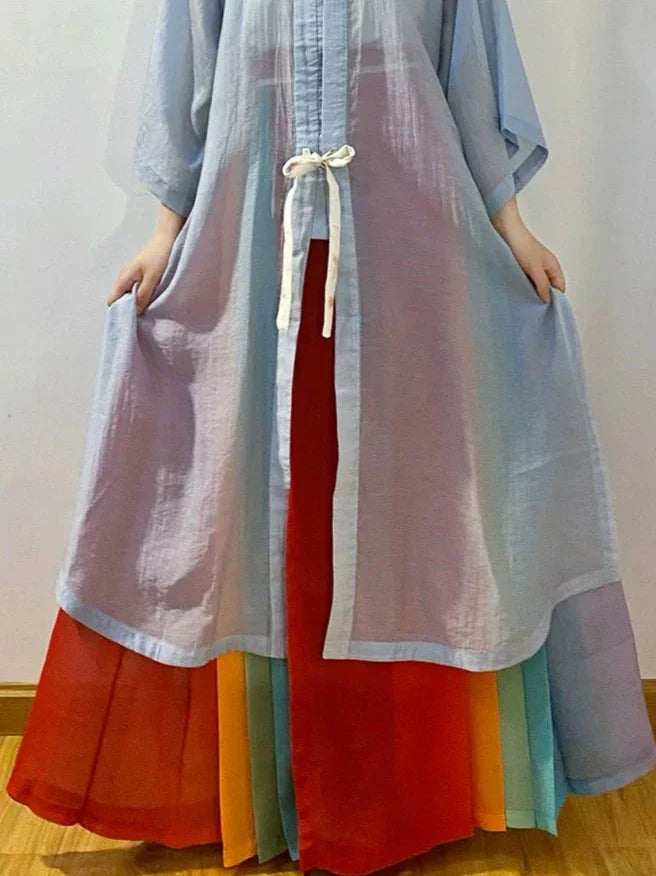 Cai Hong 彩虹 Rainbow Song Ming Jupe Mamian en mousseline de soie