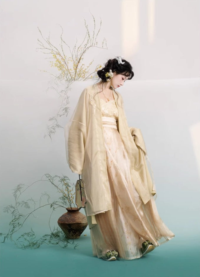 Bi Yù 碧玉 Ensemble brodé Beizi et Baidiequn Ruqun de la dynastie des chansons modernisés