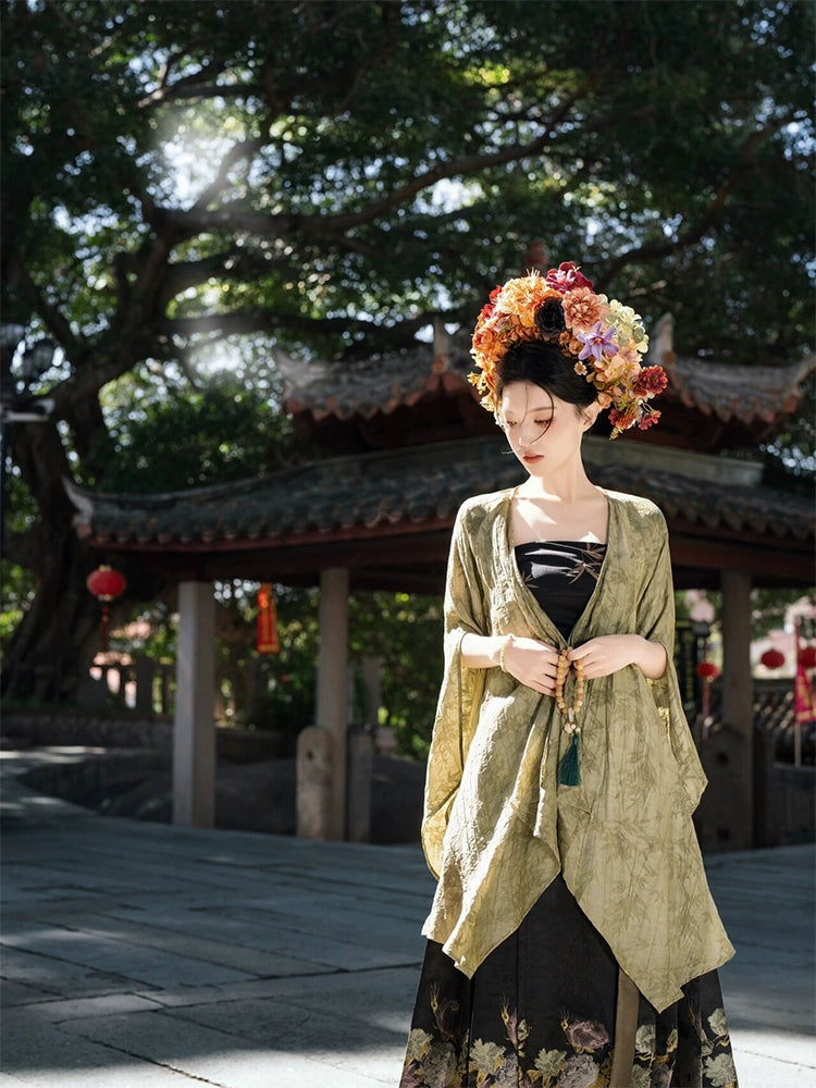 ZHU YING 竹影 Ensemble Hanfu de robe de cheval d'ombre en bambou