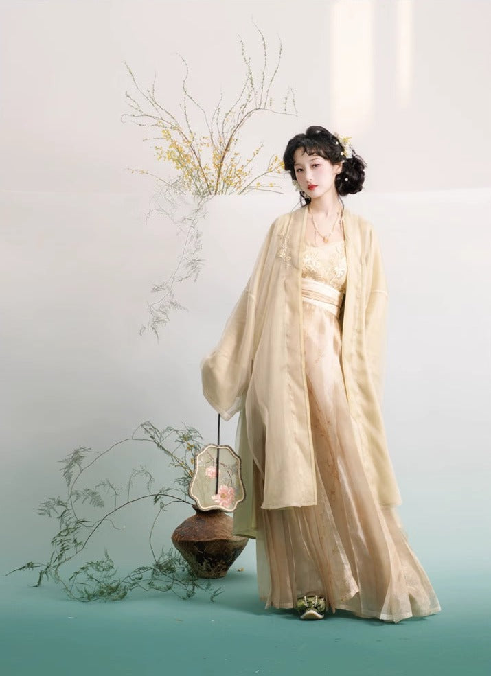 Bi Yù 碧玉 Ensemble brodé Beizi et Baidiequn Ruqun de la dynastie des chansons modernisés