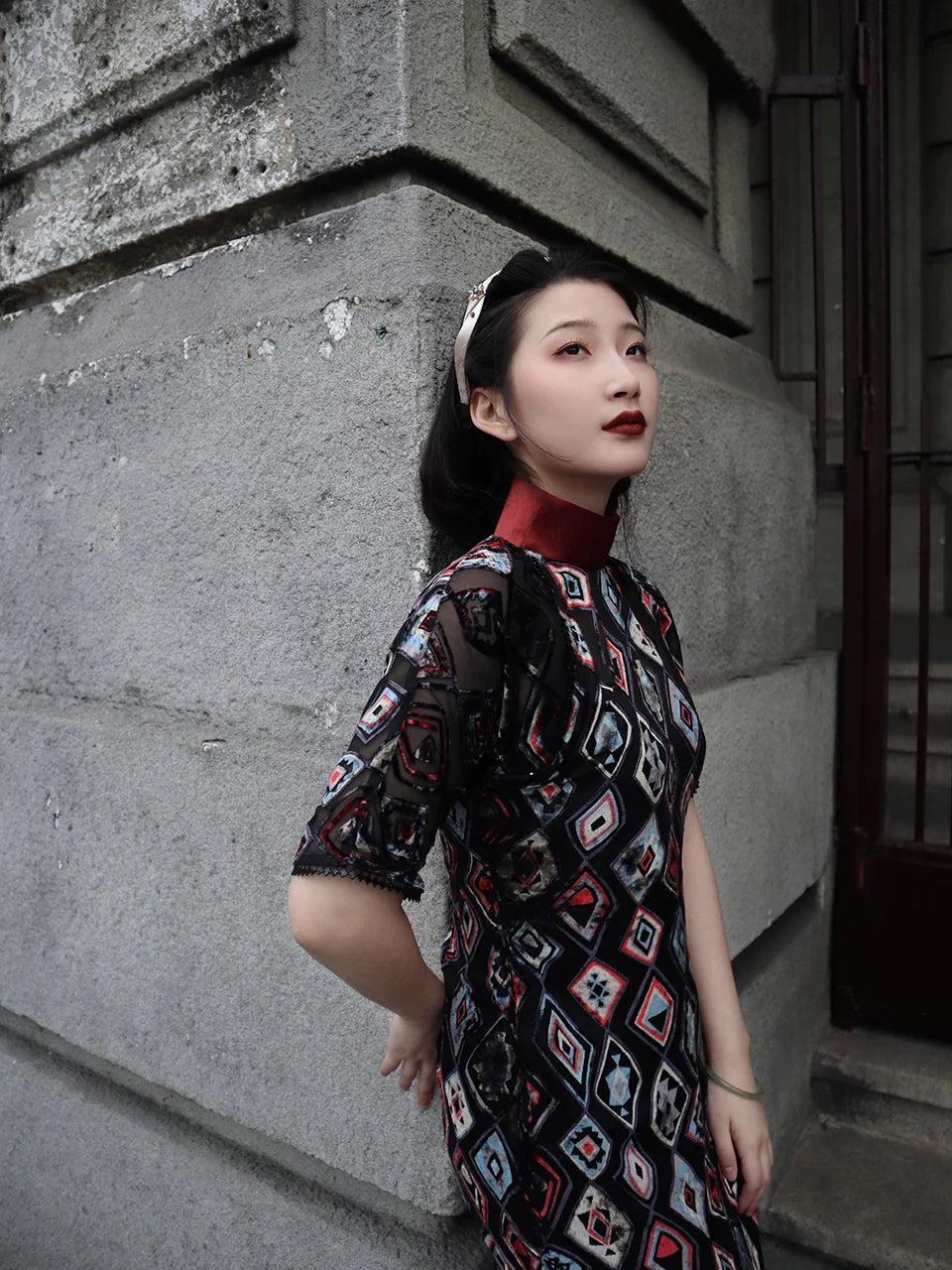 Гэтсби 盖茨比 Ципао из прозрачного бархата с бутылочным горлышком 1920-х годов