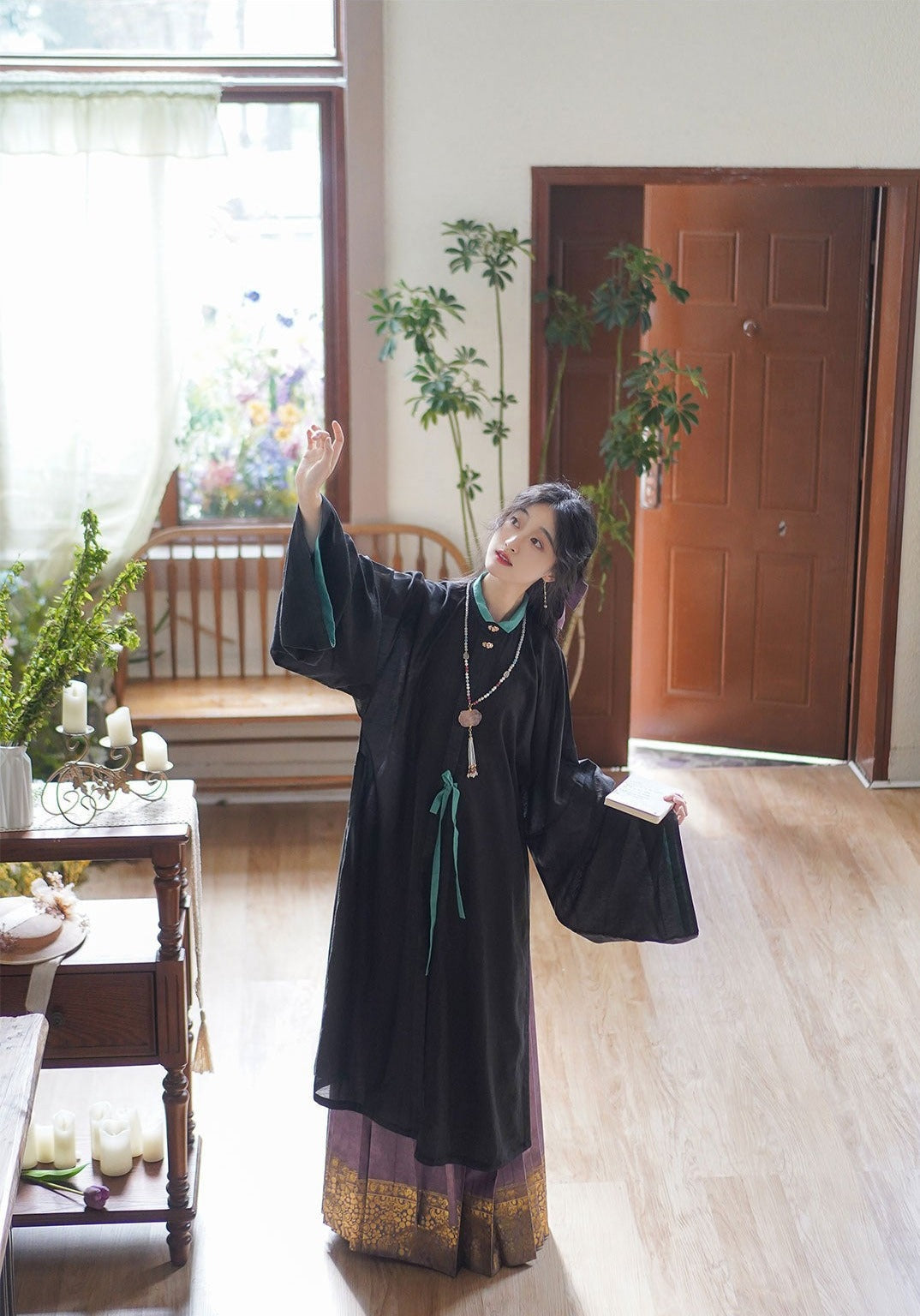 Lan Yè 阑夜 Nightshade Ming Dynasty Liling Duijin Changshan Летний топ с воротником-стойкой