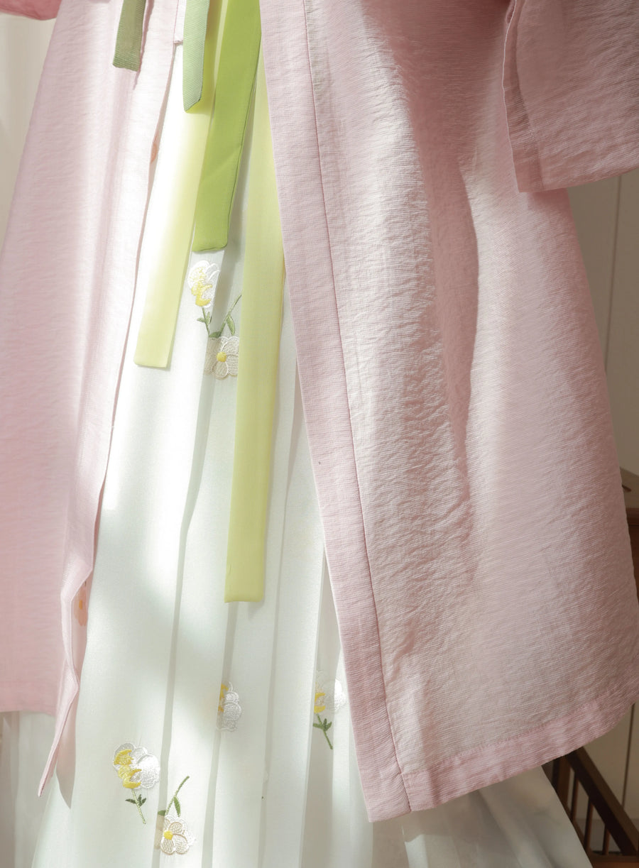 Fenfen 粉粉 Пудрово-розовый летний топ Ming Dynasty Liling Duijin Changshan