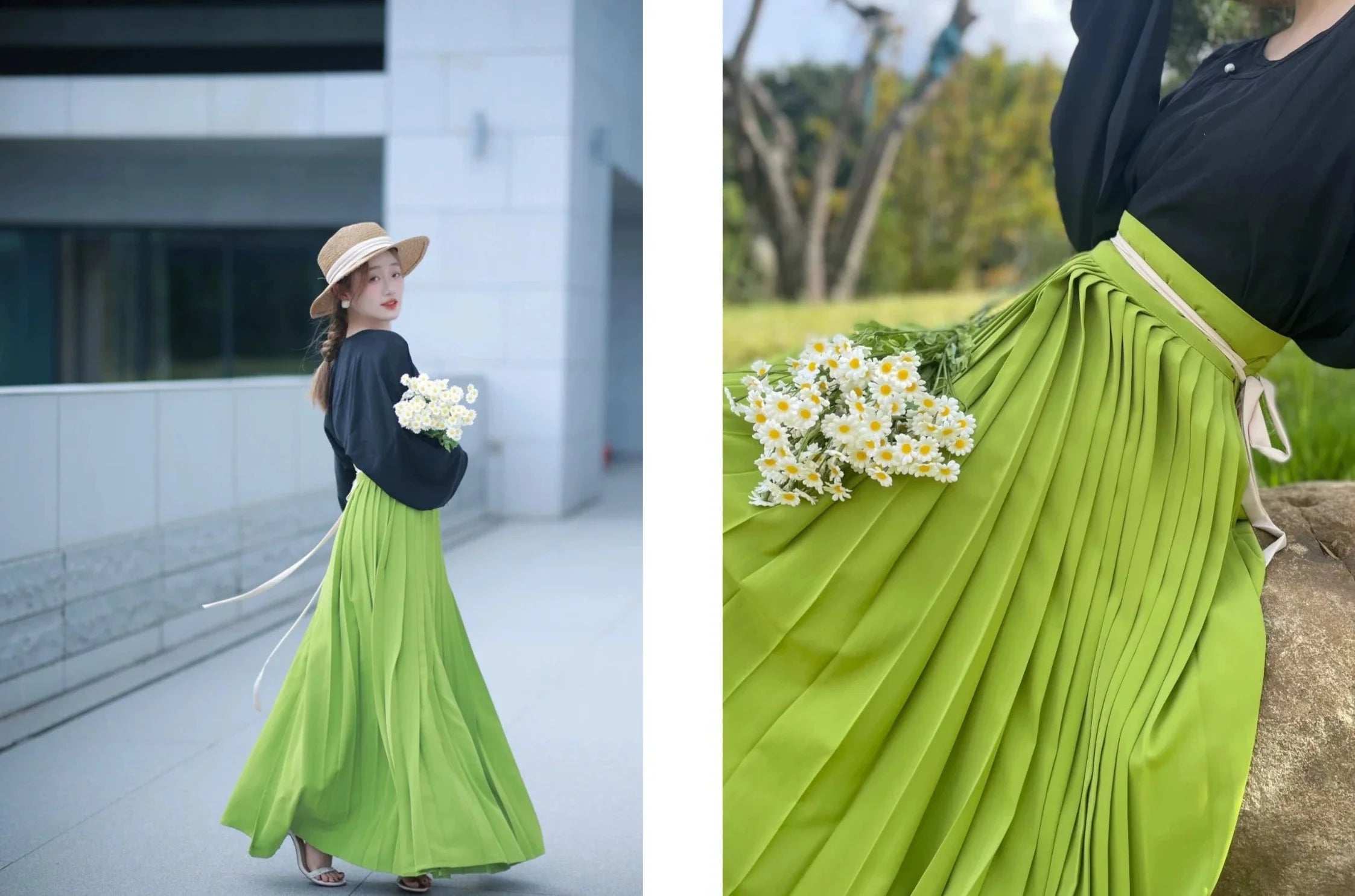 Caiqun 彩裙 Базовая разноцветная юбка Baidiequn