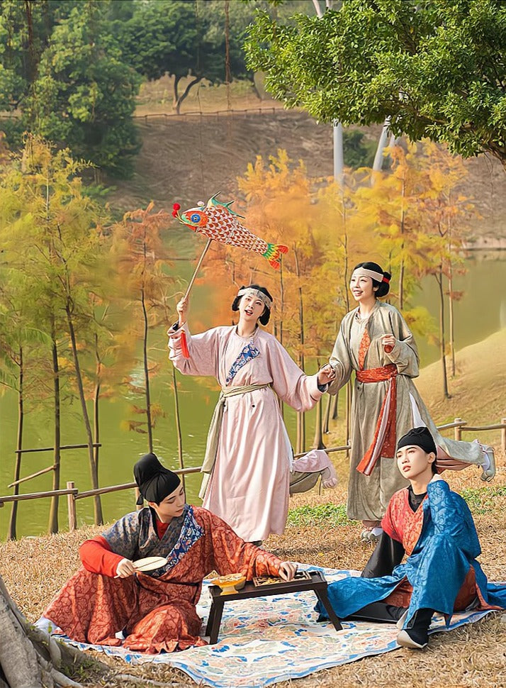 Танъюань 汤圆 Халат унисекс с двойной подкладкой из рисовых шариков Юаньлинпао с круглым воротником