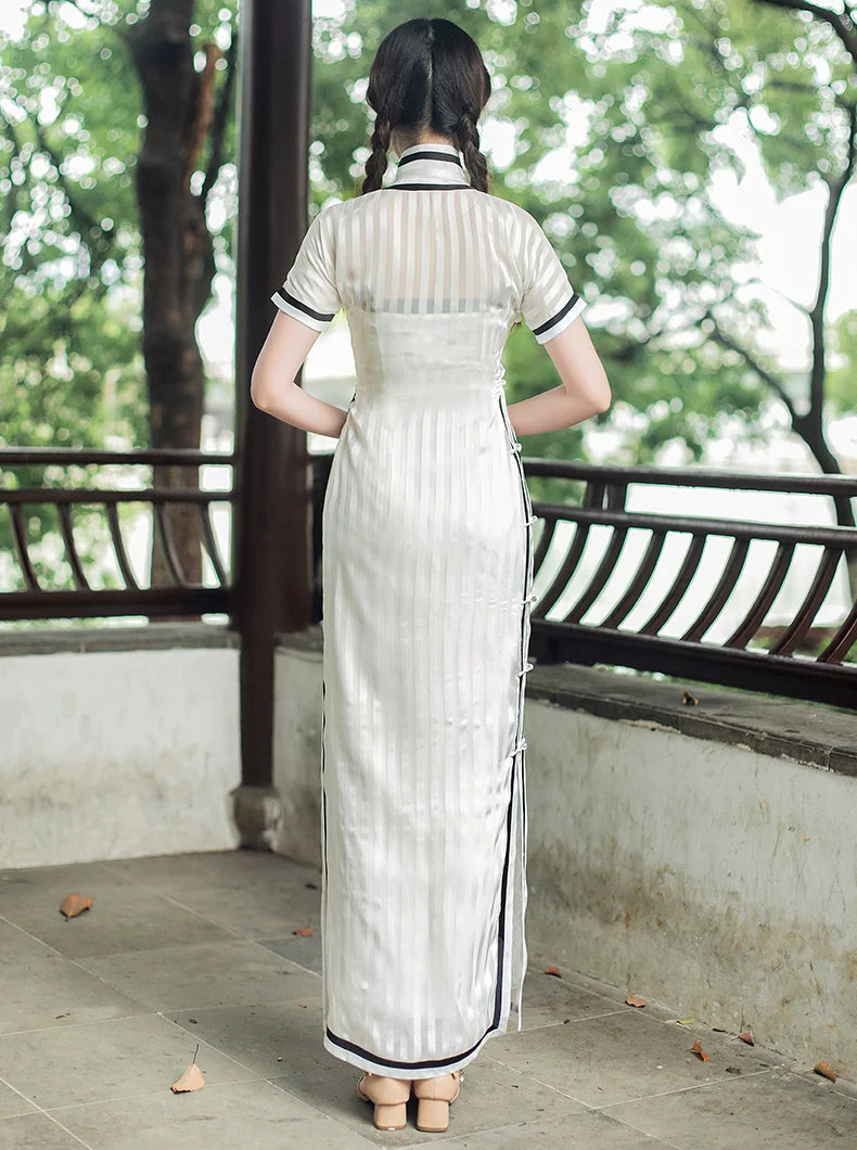 Шанхай 上海 Репродукция плаката 1930-х годов Ципао в прозрачную белую полоску