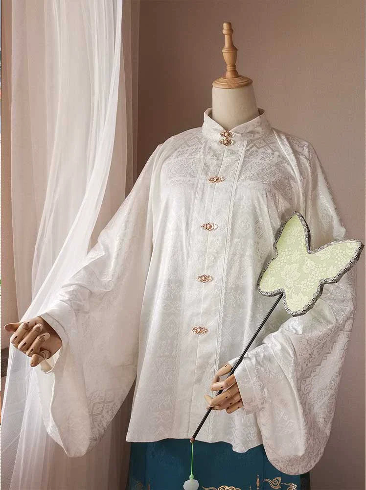 Doufu 豆腐 Tofu Ming Dynasty Атласный топ больших размеров Liling Duijin Pipa с рукавами