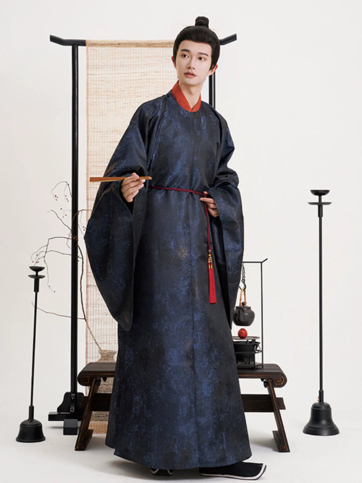 He Xuan 鹤轩 Crane Pavilion Dynasty Ming Yuanlingpao Мужской халат с круглым воротником