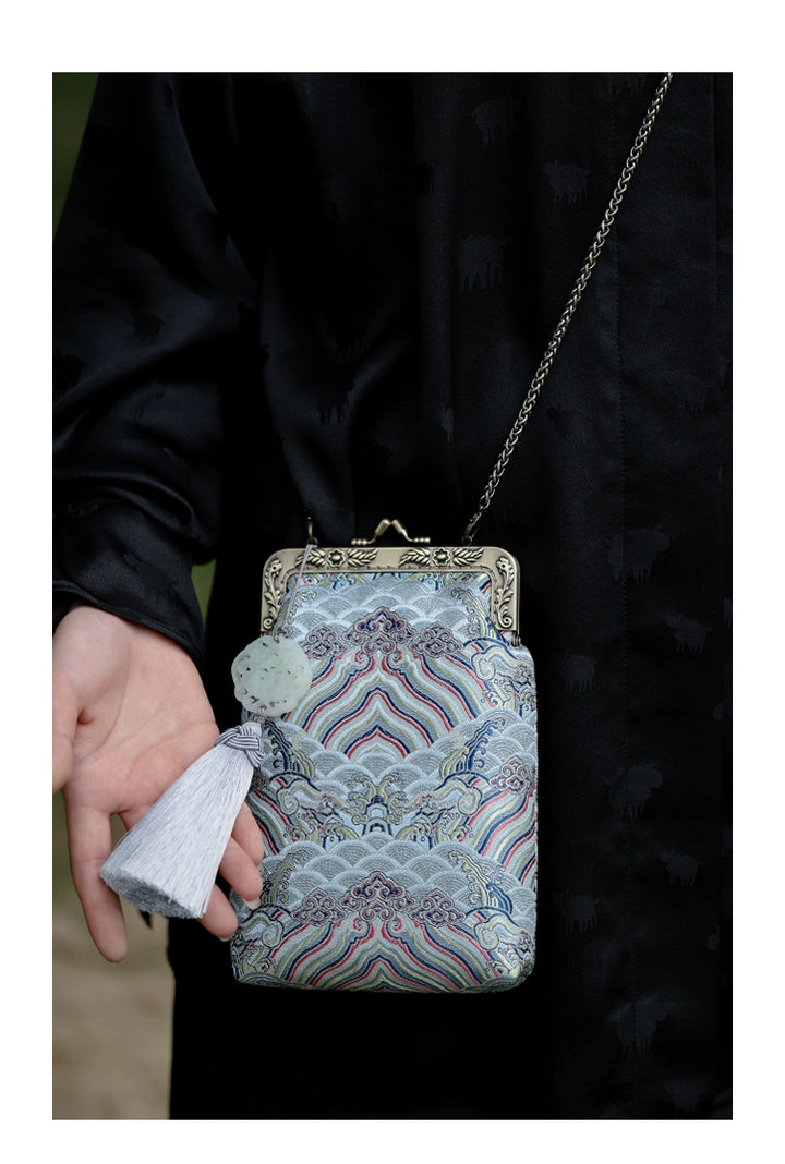 Yu Hai 玉海 Porte-monnaie en brocart de mer de jade