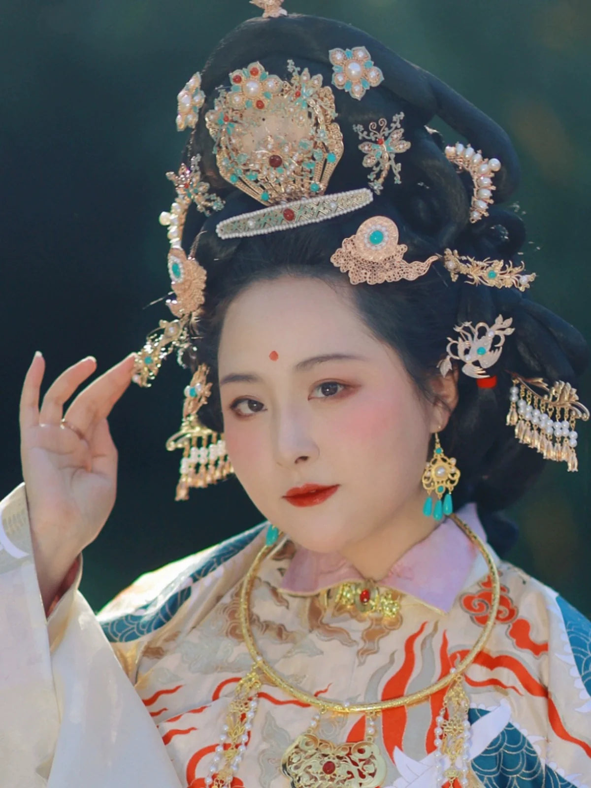 Набор заколок для волос Frost 霜 Ming Dynasty с бирюзой и фениксом