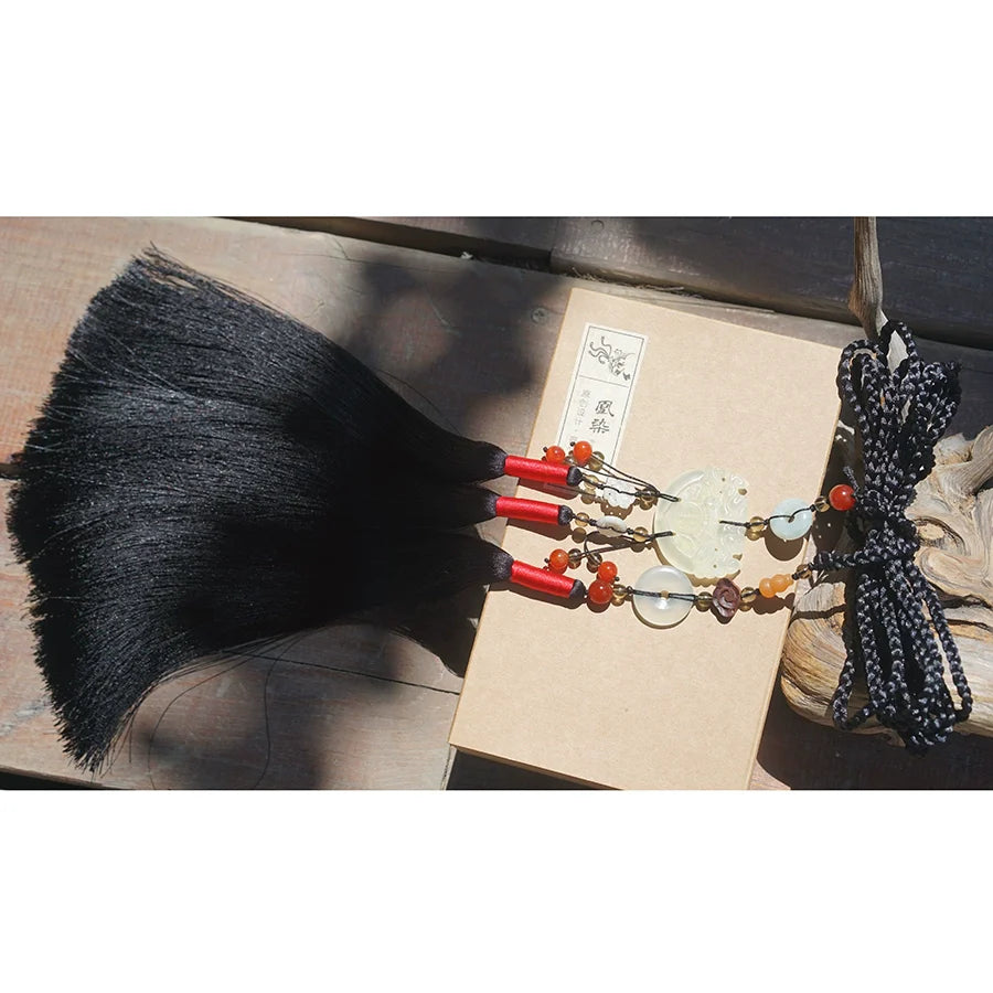 Yulou 玉楼 Нефритовый пояс с кисточками унисекс, нефритовый аксессуар Hanfu