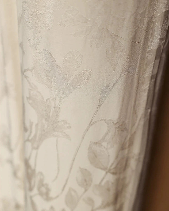 Весенний отдых 春閑 Атласные жаккардовые скромные брюки Qipao с вышивкой