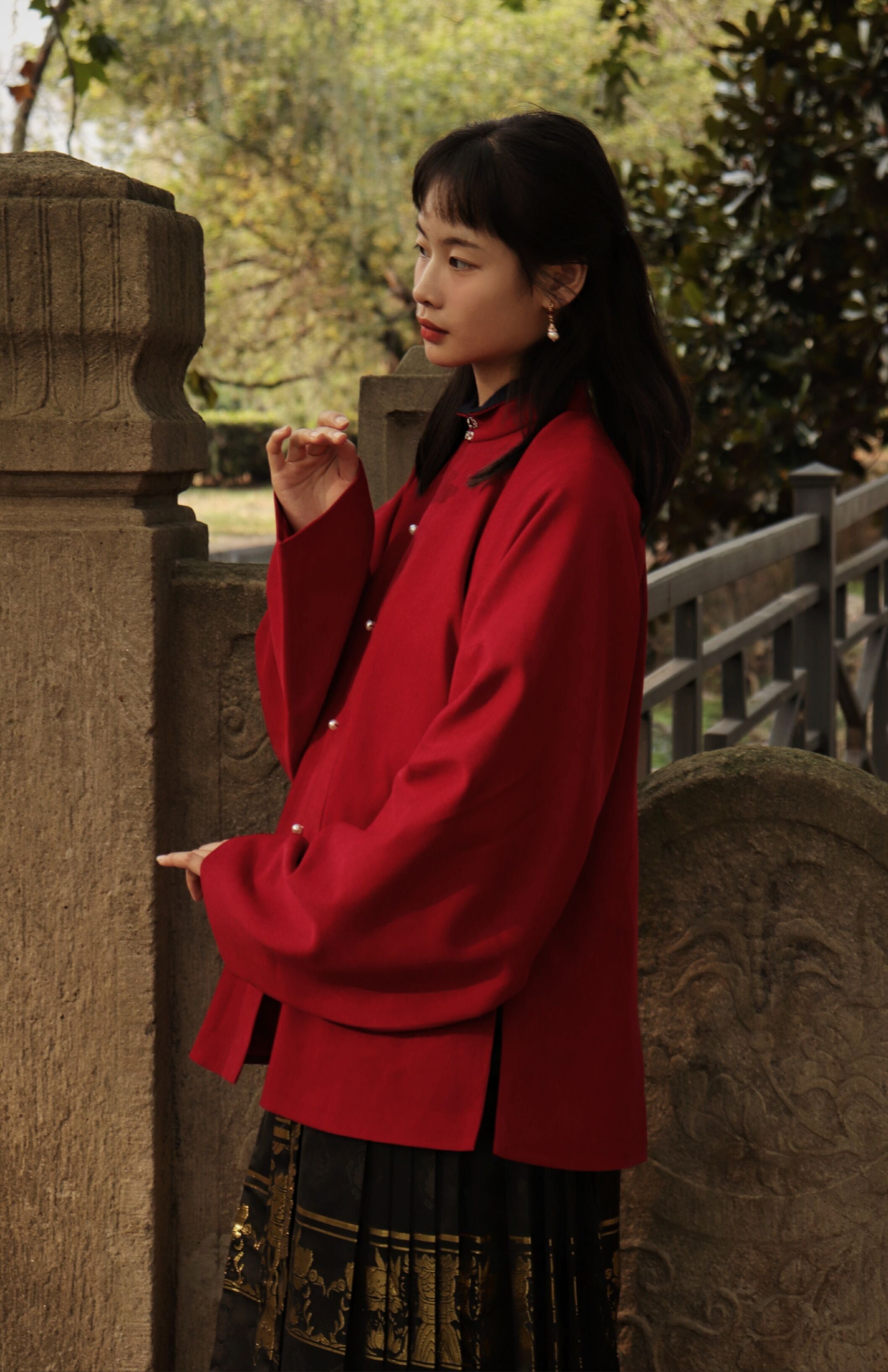 Яичный желток 熟蛋 Династия Мин, контрастный воротник, рукава пипа, рубашка Liling Duijin