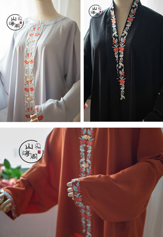 Шанча Хуа 山茶花 Венок камелии Ранний Мин Рубашка больших размеров с вышивкой Jiaoling Yuanling Ao